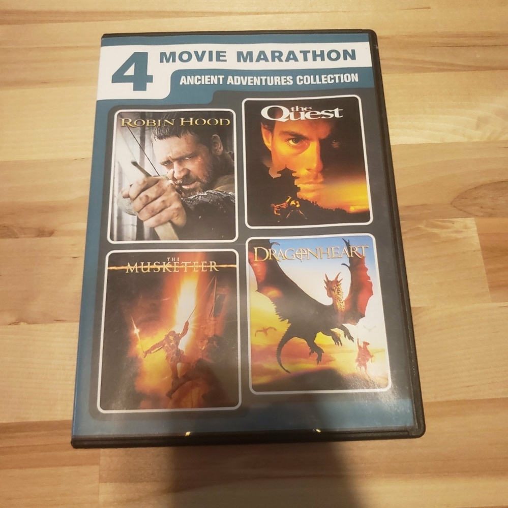 4 MOVIES MARATHON DVD (2 DISCS)ROBIN HOOD, THE QUEST, THE MUSKETEER, DRAGONHEART